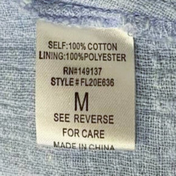 Light Blue Cotton Favlux Tiered Ruffle Top Size Medium - Picture 8 of 11